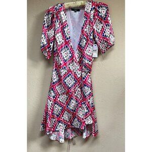 Guess Tribal Rhombus Pink Combo Candy Dress Short Sleeve Size Medium New $108